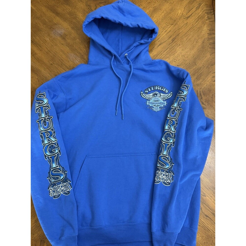 2025 Sturgis 85th Anniversary Motorcycle Rally Hoodie Blue Eagle Medium M